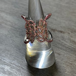 Pink tourmaline with Sterling silver wide band ring