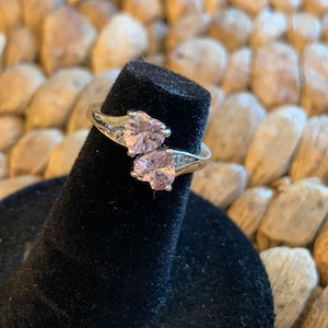 Sterling silver double heart pink cz child’s ring
