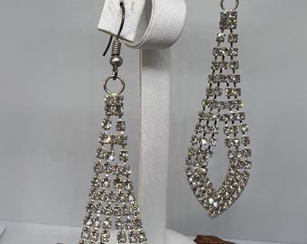 Sparkly Rhinestone Dangle Earrings: Prom Wedding Jewelry