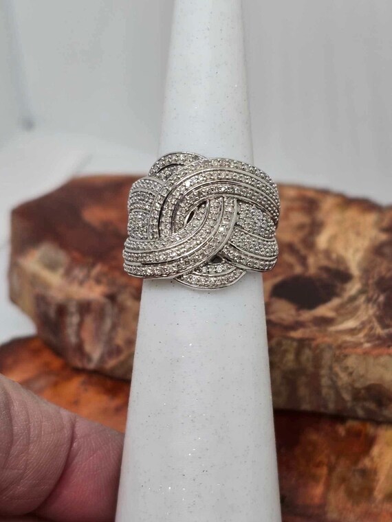 Sterling silver and diamond statement ring - image 1