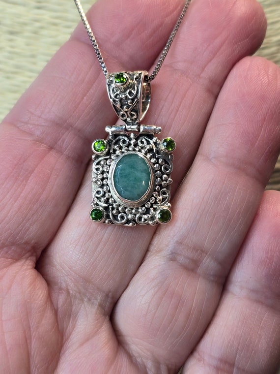 Sterling and green adventurine ring  with chrome … - image 3