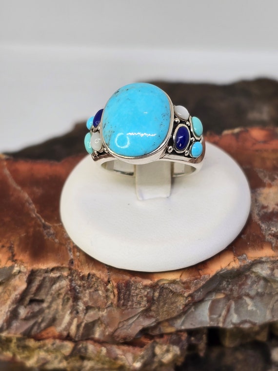 Multi stone and Sterling ring - image 1