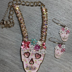 Sugar  skull necklace and earrings