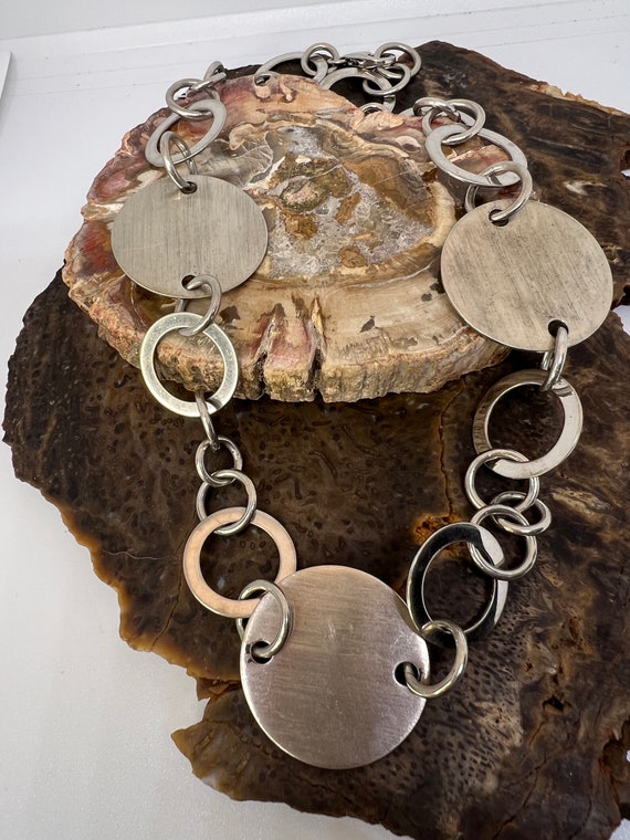 Sterling silver circle statement necklace - image 4