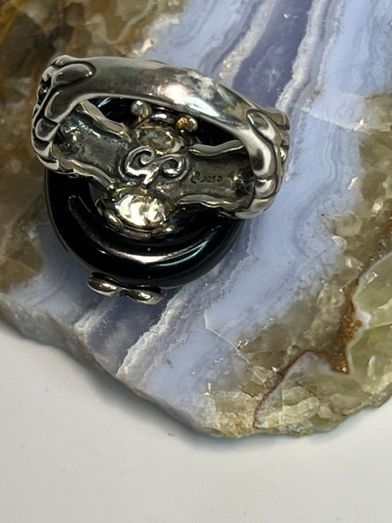 Blue  lace agate and black agate ring - image 6