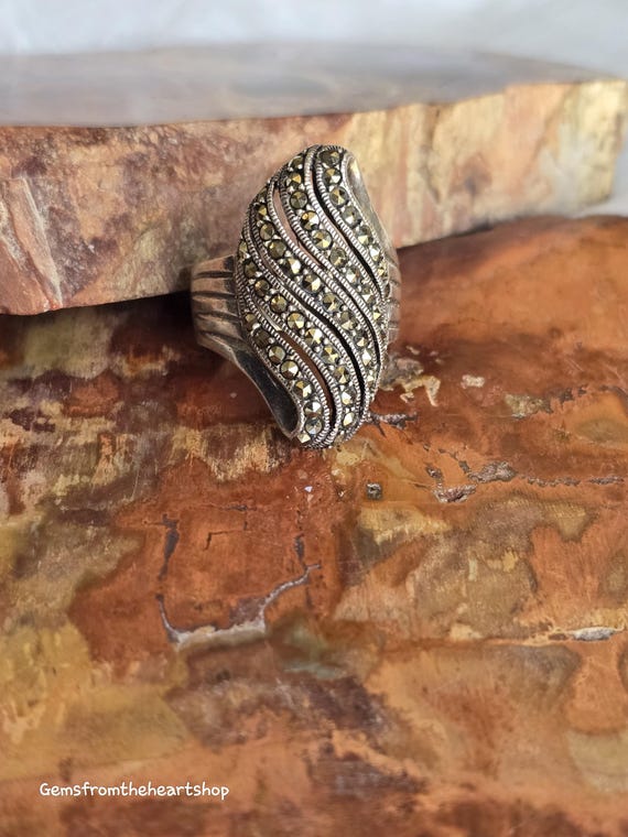 Sterling marcasite ring - image 1