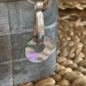 Vintage Sterling silver abalone necklace