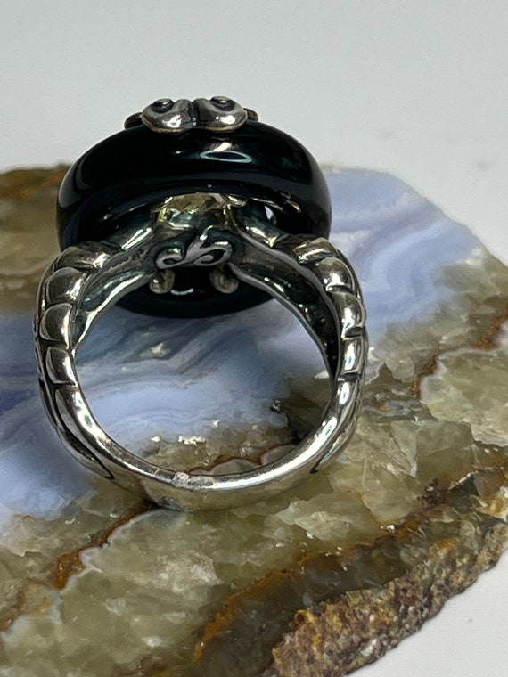 Blue  lace agate and black agate ring - image 2