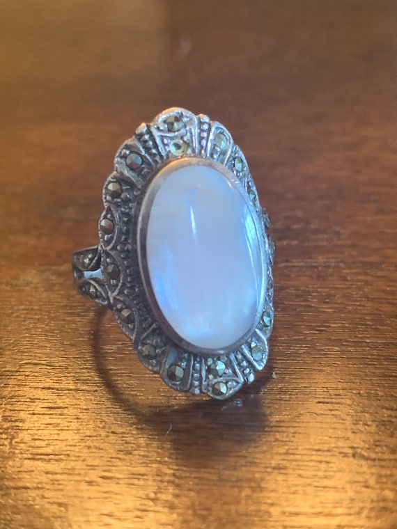 Vintage Sterling silver , mother of pearl and mar… - image 1