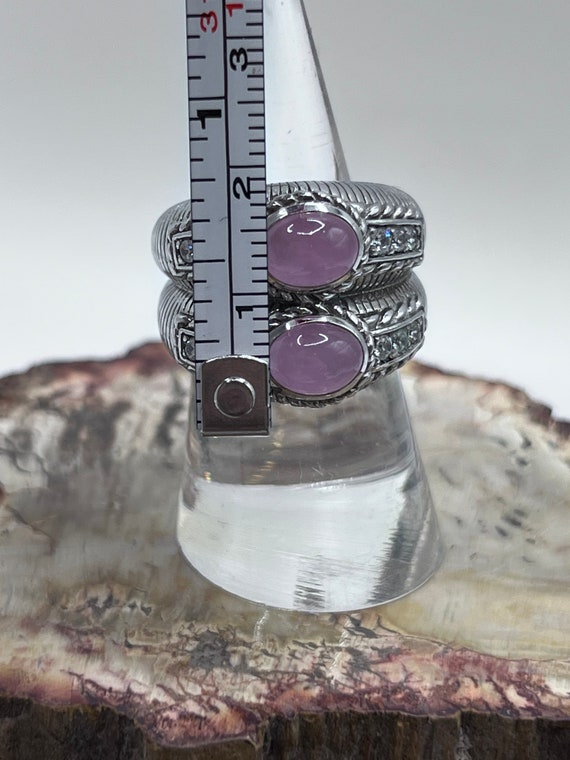 Sterling vintage  double rose quartz and diamoniq… - image 4