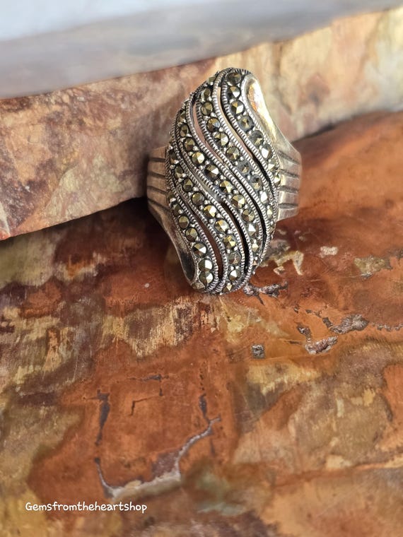 Sterling marcasite ring - image 4