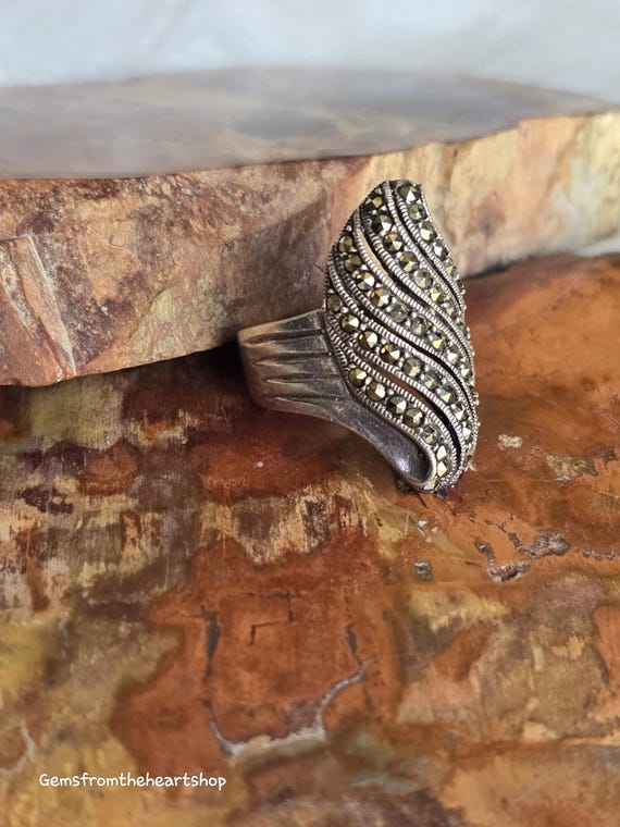 Sterling marcasite ring - image 2