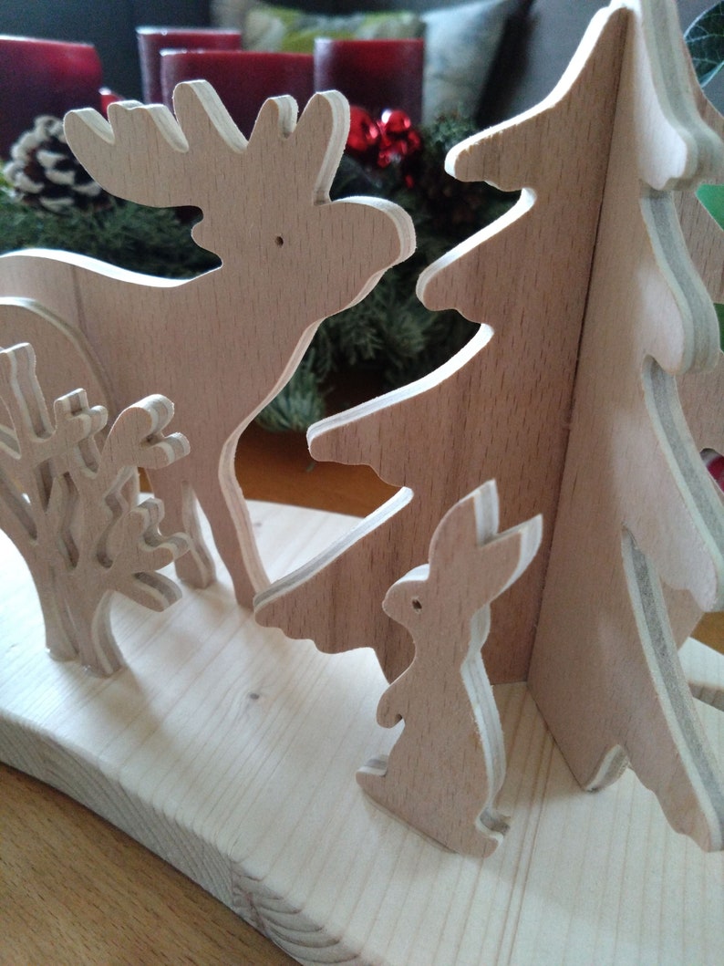 Teelichthalter aus Holz,Sternschnuppe, Weihnachten Bild 4
