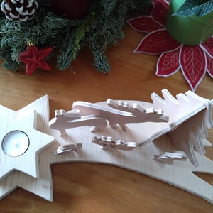 Teelichthalter aus Holz,Sternschnuppe, Weihnachten Bild 3