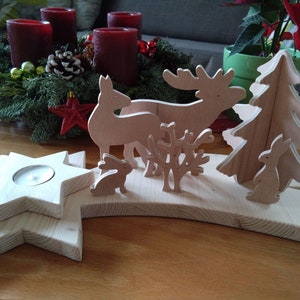 Teelichthalter aus Holz,Sternschnuppe, Weihnachten Bild 1