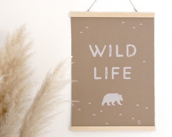 WHITE PRINT wild life A4/A3 Poster, Druck, Weißdruck auf Kraftpapier, Naturpapier