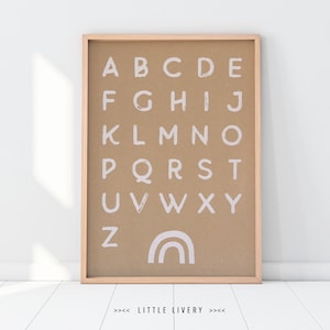 WHITE PRINT abc A4/A3 Poster, Druck, Weißdruck auf Kraftpapier, Naturpapier