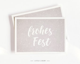 FROHES FEST Weihnachtskarte Naturpapier A6 Postkarte