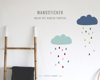 Wolke mit bunten Tropfen // Wand- und Türsticker