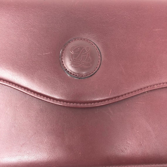 Vintage Louis Quatorze Paris Burgundy Oxblood leather envelope clutch wristlet