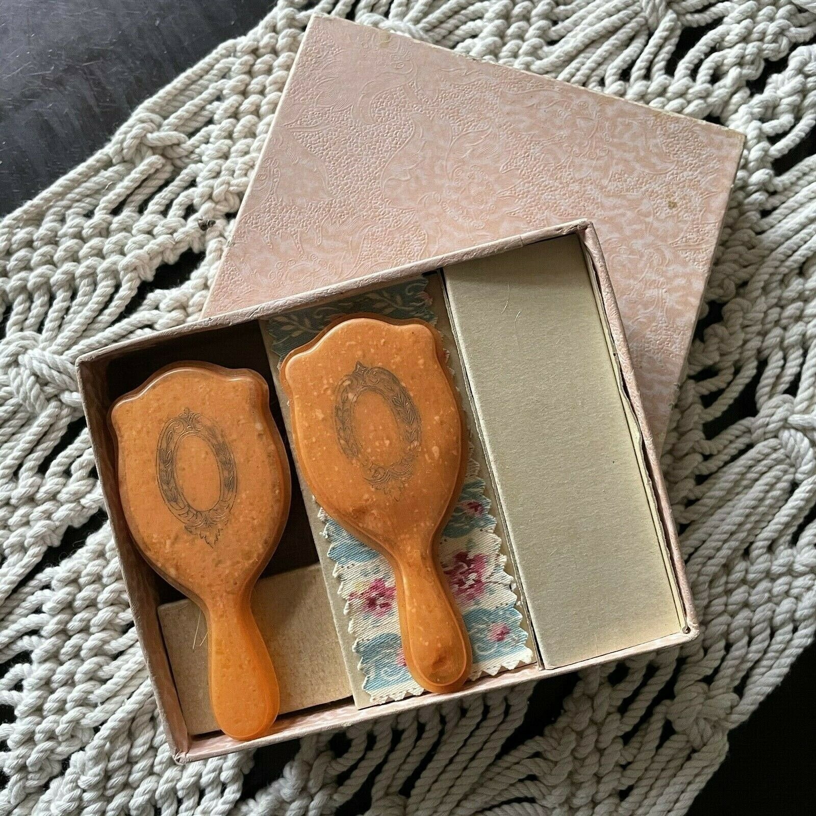 Vintage Childrens Child Brush Mirror Vanity Set W/ Box Plastic Etsy UK