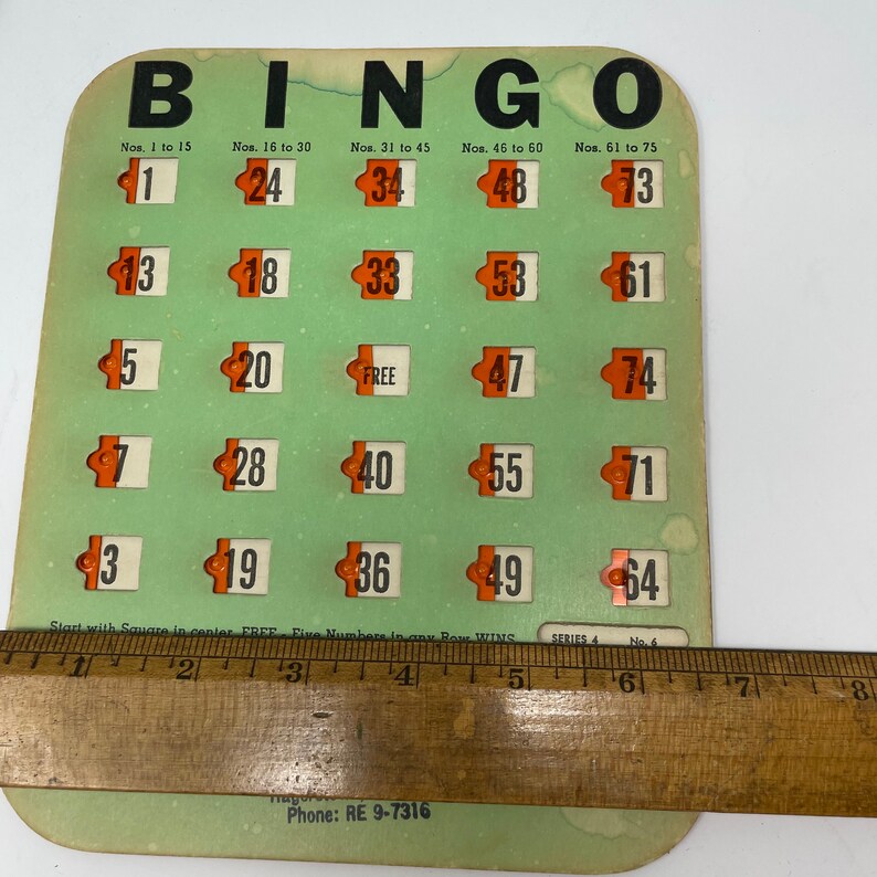 Vintage Green Bingo Cards Slide Markers Chipboard Ephemera Etsy