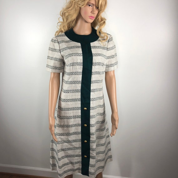 Vintage L'Aiglon Original Green White Dress Dead S