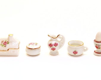 4pcs Miniatur Geschirr weiße Keramik Essteller Rundteller für 1/12 Puppenhaus 