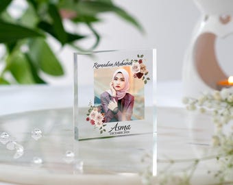 Targa Acrilica Personalizzata Umrah Mubarak Con Supporto – Regalo Islamico Per Hajj, Ramadan, Eid Con Foto, Nome E Data (Formato A5, 14,8x21 Cm)