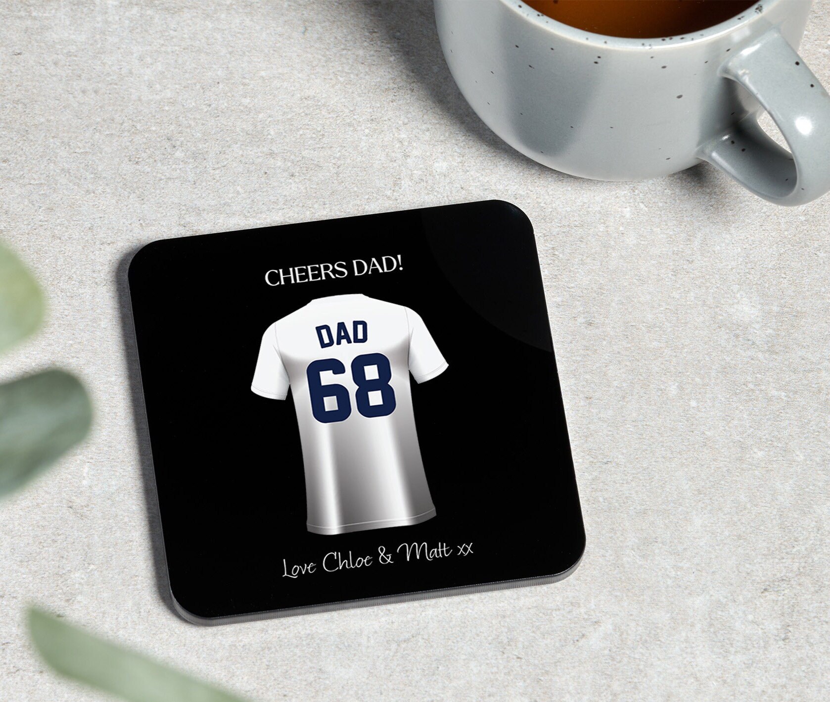 Geschenk für Papa, personalisierter Fußball-Shirt-Untersetzer, Vatertagsgeschenk, Geburtstagsgeschenk, Papa, Opa, Geschenk von Tochter, Sohn, Untersetzer-Geschenke