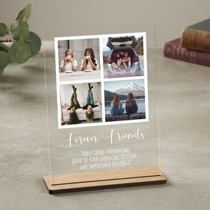 Placa de fotos personalizada con soporte de madera, regalo para pareja, regalo para ella, regalo para él, tira de fotos personalizada, regalos para mejores amigos, acrílico