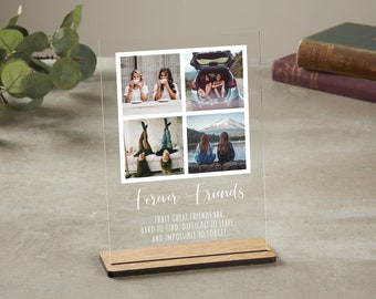 Gepersonaliseerde fotoplaquette met houten standaard, cadeau voor stel, cadeau voor haar, cadeau voor hem, gepersonaliseerde fotostrip, cadeau beste vriend, acryl