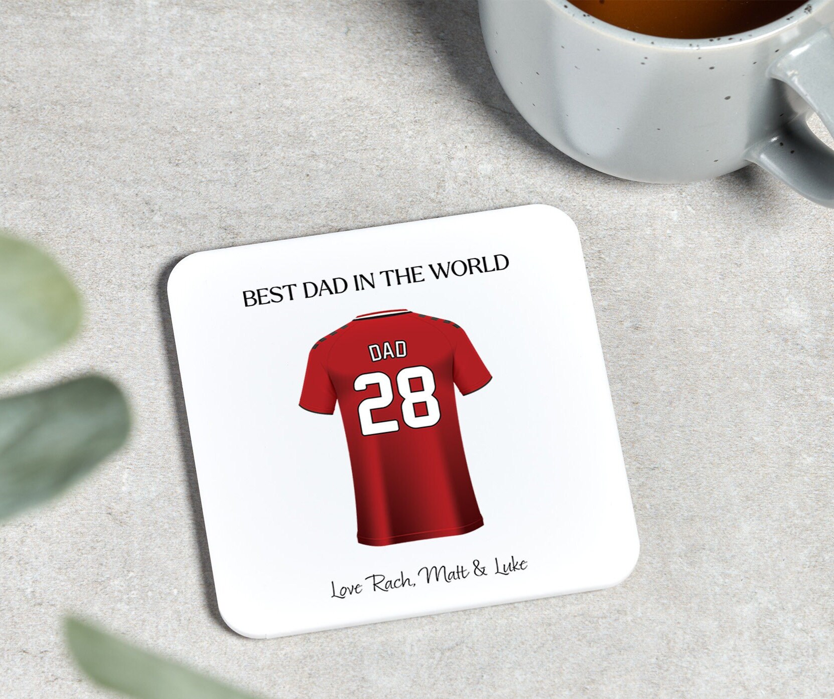 Geschenk für Papa, personalisierter Fußball-Shirt-Untersetzer, Vatertagsgeschenk, Geburtstagsgeschenk, Papa, Opa, Geschenk von Tochter, Sohn, Untersetzer-Geschenke