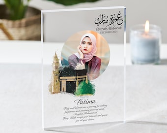 Personalised Acrylic Plaque with Photo Umrah Mubarak, Islamic Gifts, Eid Gift, Ramadan, Muslim Gifts, Acrylic Plaque