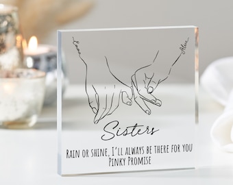 Sister Gift, Personalised gift for sister, Pinky promise gift for sister, Personalised sisters gift, Sister birthday gift, acrylic block