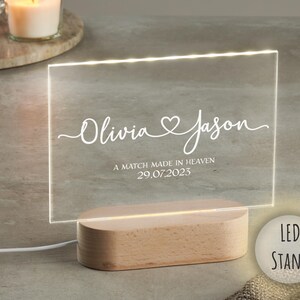 Paar LED-Plakette mit Ständer | Besonderer Anlass | Jubiläumsgeschenk | Geschenk für sie | Geschenk für Ihn | Valentinstag Geschenk | Acryl Plakette