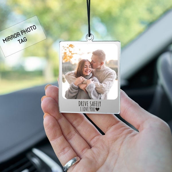 Personalised Photo Car Ornament, Rear View Mirror Picture Charm, Car Photo Mirror Photo, Couples Gift, Anniversary,Valentines,Christmas Gift