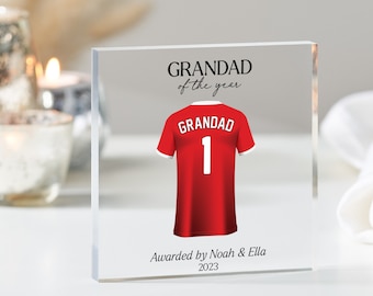 Grandad Of the Year Personalised Football Shirt Print, Christmas Gift Grandad Present, Birthday Gift, Football Gifts, Gifts for Him