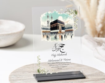 Regalo Hajj Mubarak, regali islamici, regalo di famiglia personalizzato, regalo Eid, Ramadan, regalo per coppie, targa acrilica