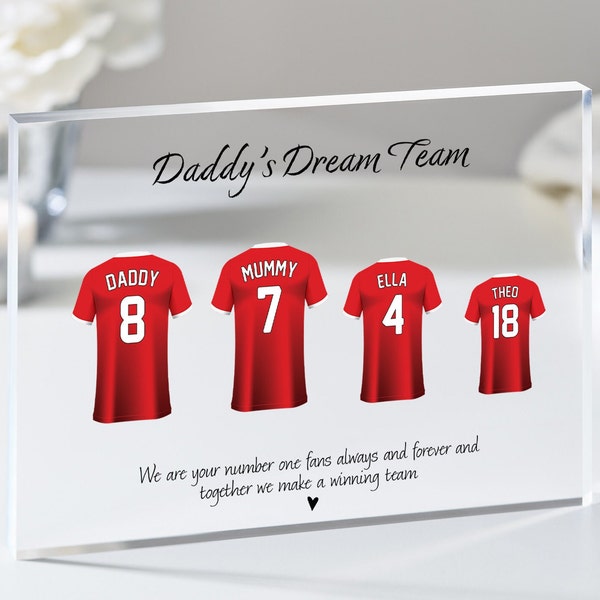 Personalised Fathers Day Football Shirt Print, Christmas Gift for Dad, Birthday Gift for Dad,Grandad, Custom Football Gift,Acrylic Plaque