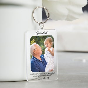 Personalised Grandad Photo Keyring, Keychain, Personalised Keyrings, Fathers Day Gift, Gift from Grandson Granddaughter, Grandpa Birthday,
