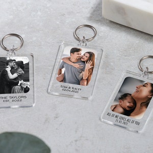 Personalised Photo Keyring, Keychain Gift with Message for Birthday, Anniversary, Valentines, Christmas Gift