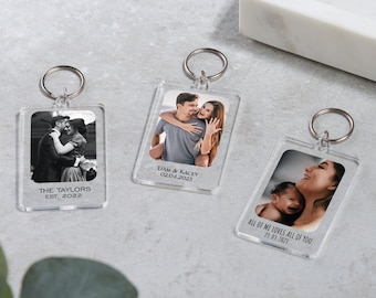 Personalised Photo Keyring, Keychain Gift with Message for Birthday, Anniversary, Valentines, Christmas Gift