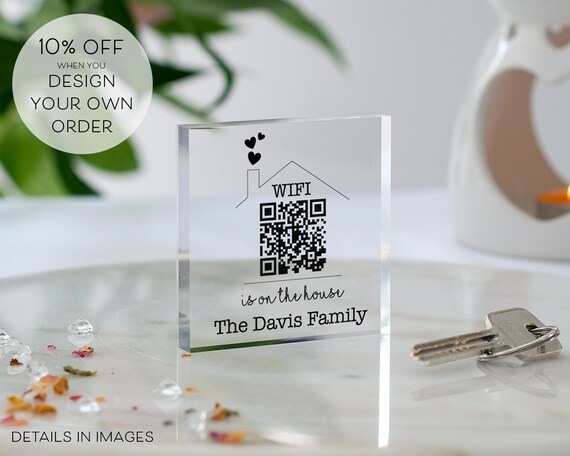 Personalised Wifi Sign | QR Code Scanner | Guest Wifi Password | Wifi Password Sign | What’s The Wifi Code | Wifi Block | New Home Decor