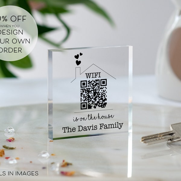 Personalised Wifi Sign | QR Code Scanner | Guest Wifi Password | Wifi Password Sign | What’s The Wifi Code | Wifi Block | New Home Decor