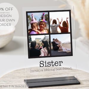 Regalo para hermana, placa con foto personalizada con soporte para hermana, regalo para hermana, impresión de imagen personalizada, regalos para hermanas, foto acrílica