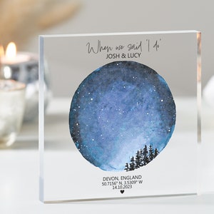 Mappa stellare con data di matrimonio personalizzata, regalo personalizzato con costellazione, blocco acrilico, regalo di nozze, regalo per lei, regalo per lui, regalo per loro