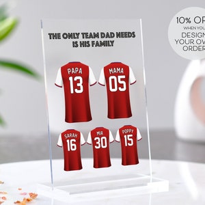 Personalised Football Plaque with Stand, Football Family Plaque, Gift for Daddy, Fathers Day Gift, Birthday Gift for Dad, Dad Gift Football