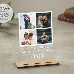 Gift for Dad Personalised Photo Plaque with Wooden Stand Personalised Photo Fathers Day Gift Gift for Him Acrylic Photo Print image 1