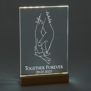 Placa personalizada con luz para pareja con soporte / Ocasión especial / Regalo de aniversario / Regalo para ella / Regalo para él / Regalo de San Valentín